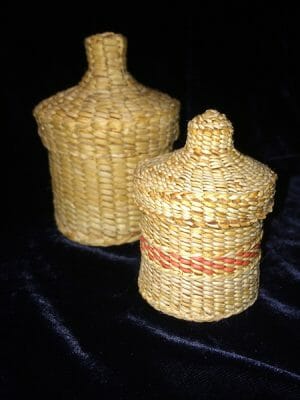 Cedar Bark Woven Rattle Baskets Cedar Bark Woven Rattle Baskets by David Oldfield