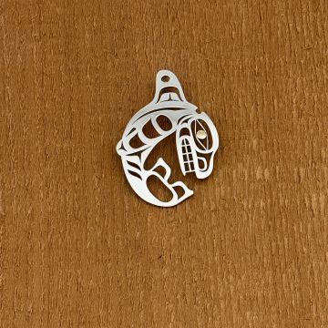 Silver Cut-out Whale Pendant with Gold Inlay