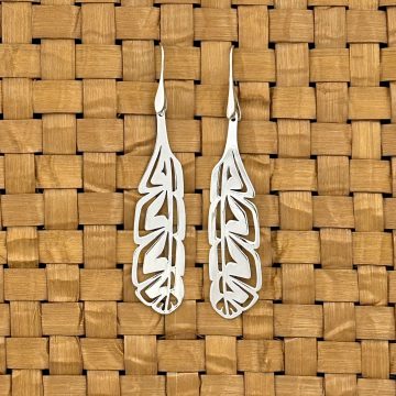 Silver Cut-out Feather Earrings