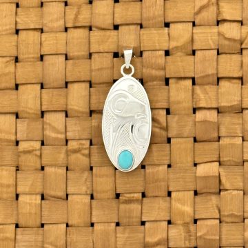 Silver Hummingbird Pendant with Turquoise