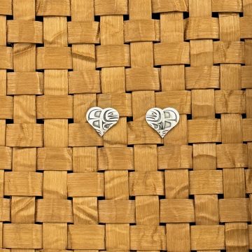 Silver Raven Heart Earrings