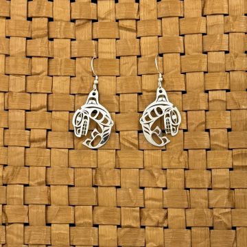 Silver Cut-Out Whale Earrings