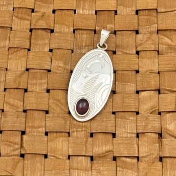Silver Eagle Pendant with Garnet