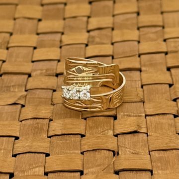 Gold Eagle Wrap Ring with Diamonds