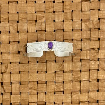 Silver Bear Bracelet with Amethyst