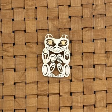 Silver Bear Pendant with Gold Inlay
