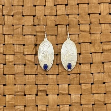 Silver Eagle Earrings with Lapis