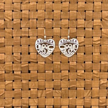 Silver Wolf & Eagle Heart Earrings