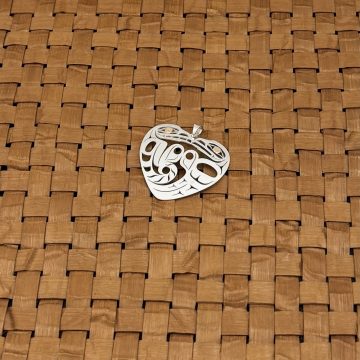 Silver Wolf & Eagle Heart Pendant