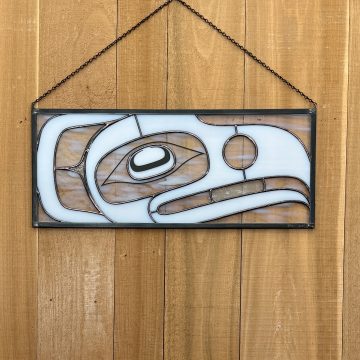 White Raven Stained Glass Panel