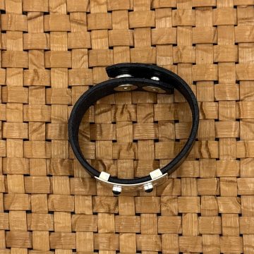 Silver & Leather Bear Bracelet with Topaz