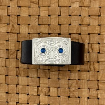 Silver & Leather Bear Bracelet with Topaz