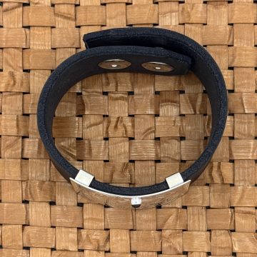 Silver & Leather Raven Bracelet with Garnet