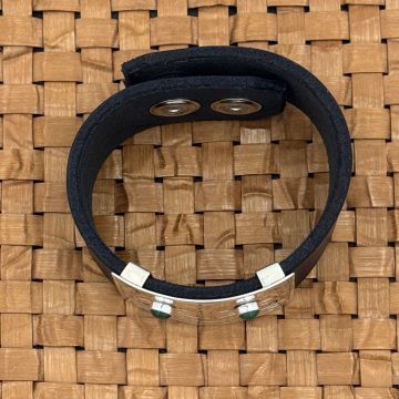 Silver & Leather Frog Bracelet with Malachite