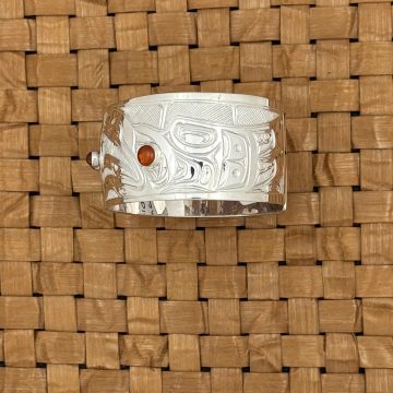 Silver Ravens & Sun Bracelet with Amber