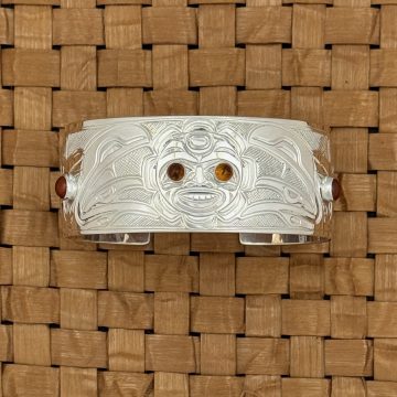 Silver Ravens & Sun Bracelet with Amber