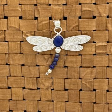 Silver Dragonfly Pendant with Lapis Lazuli