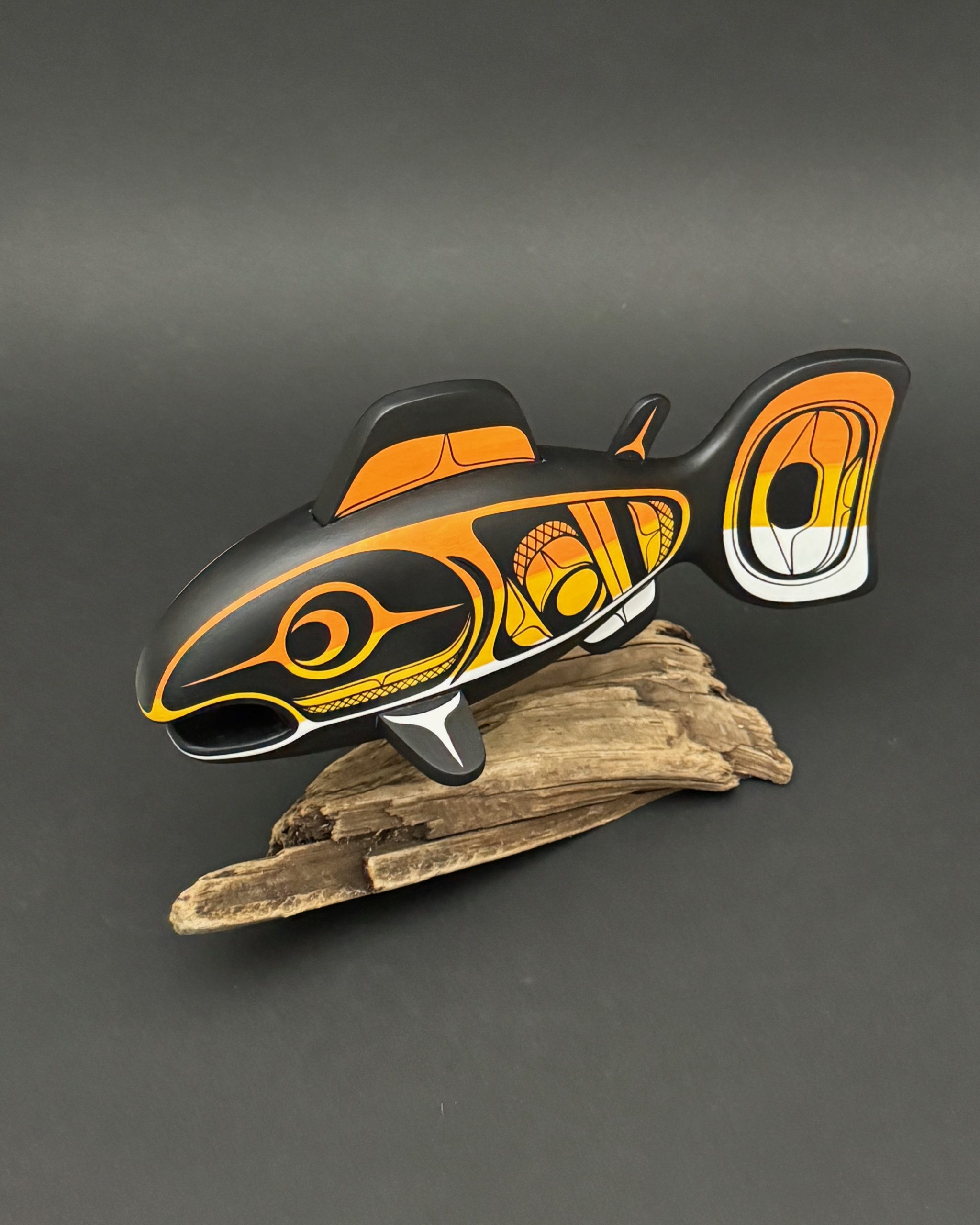 Salmon Sculpture on Driftwood - Image 2