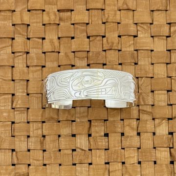 Silver Bear & Salmon Bracelet